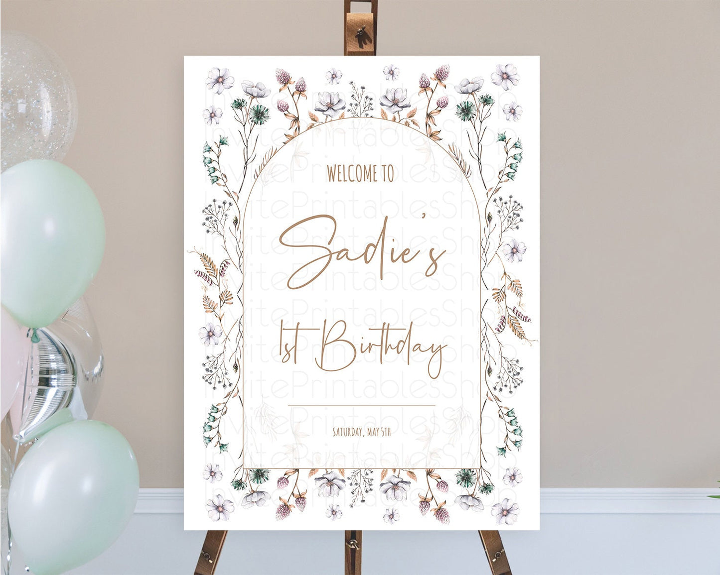Secret Garden Welcome Sign Wildflower Welcome Board Pastel Flower Garden Welcome Poster Boho Wildflower First Birthday Welcome Sign D10604