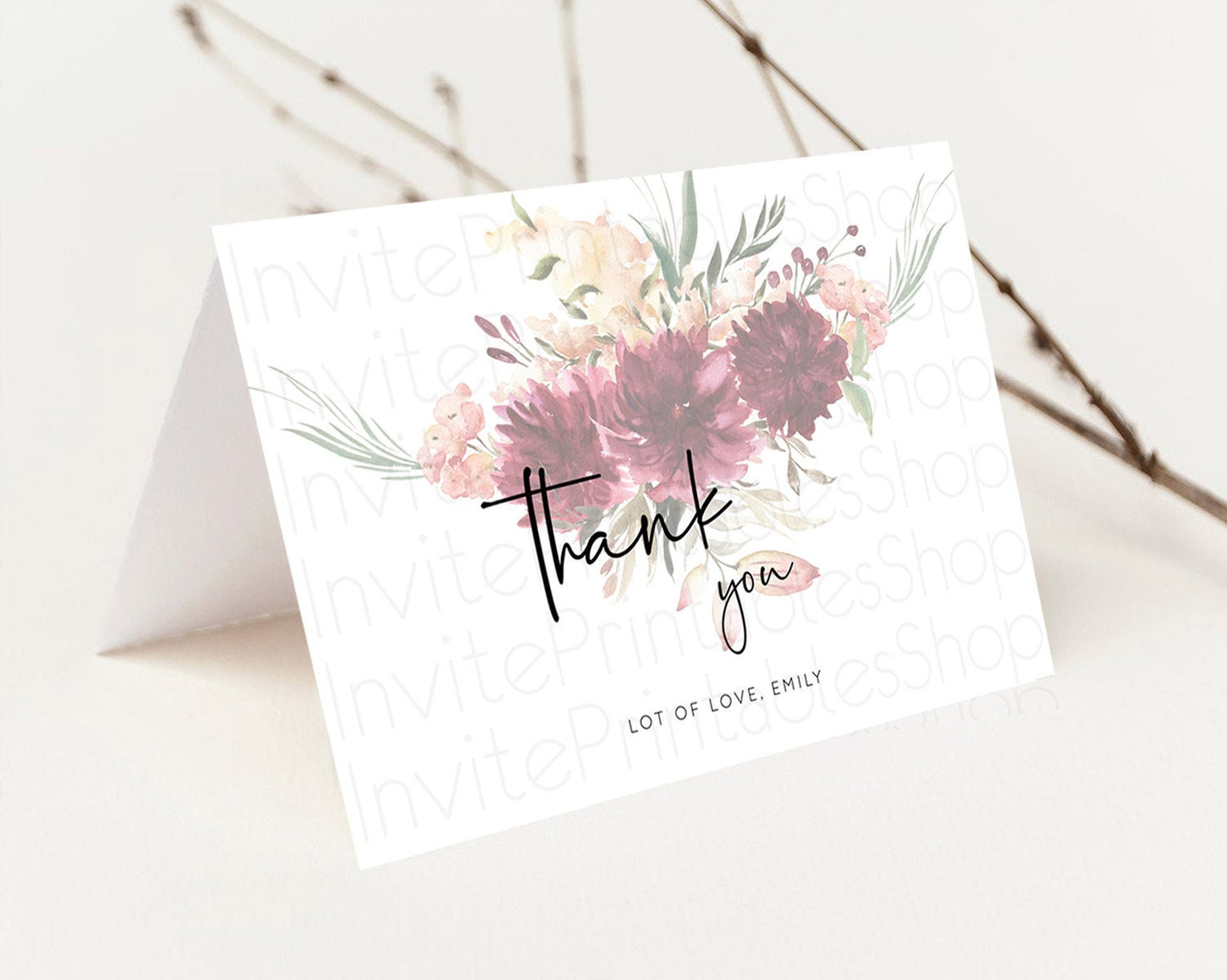 Secret Garden Thank You Wildflower Thank You Card Pastel Flower Garden Birthday Thank You Card Boho Floral Teacher Thank You Card D10685