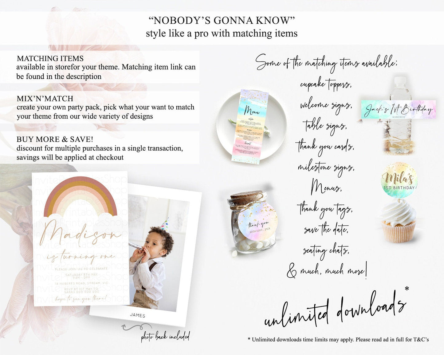 Pastel Rainbow Birthday Invitation Pastel Rainbow Invitation Rainbow Invitation Pastel Invitation Boho Rainbow 1st First Birthday D10122