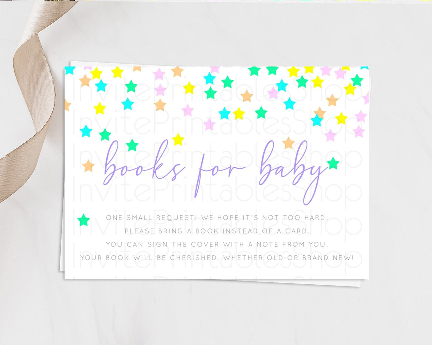 Pastel Star Books For Baby Card Shooting Star Book Insert Twinkle Little Star Book Card Rainbow Confetti Guests Book Poem Request D10394
