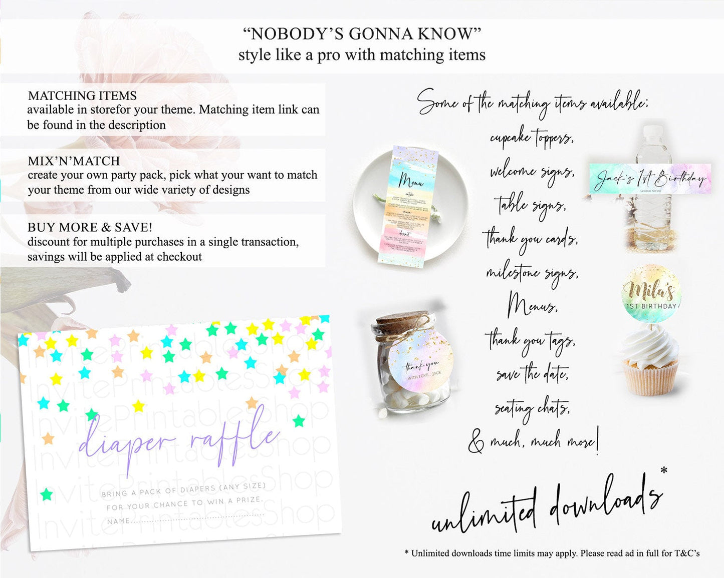 Pastel Star Diaper Raffle Card Shooting Star Diaper Raffle Insert Twinkle Little Star Diaper Ticket Rainbow Confetti Raffle Game D10394