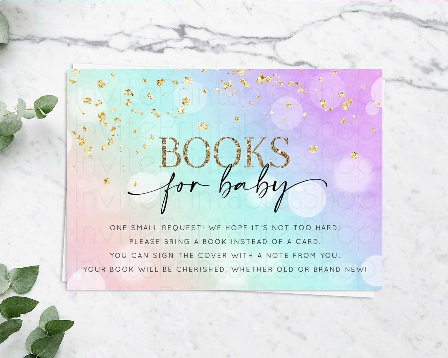 Pastel Books For Baby Card Pastel Rainbow Book Insert Colorful Ombre Watercolor Book Card Confetti Glitter Baby Book Poem Request D10618