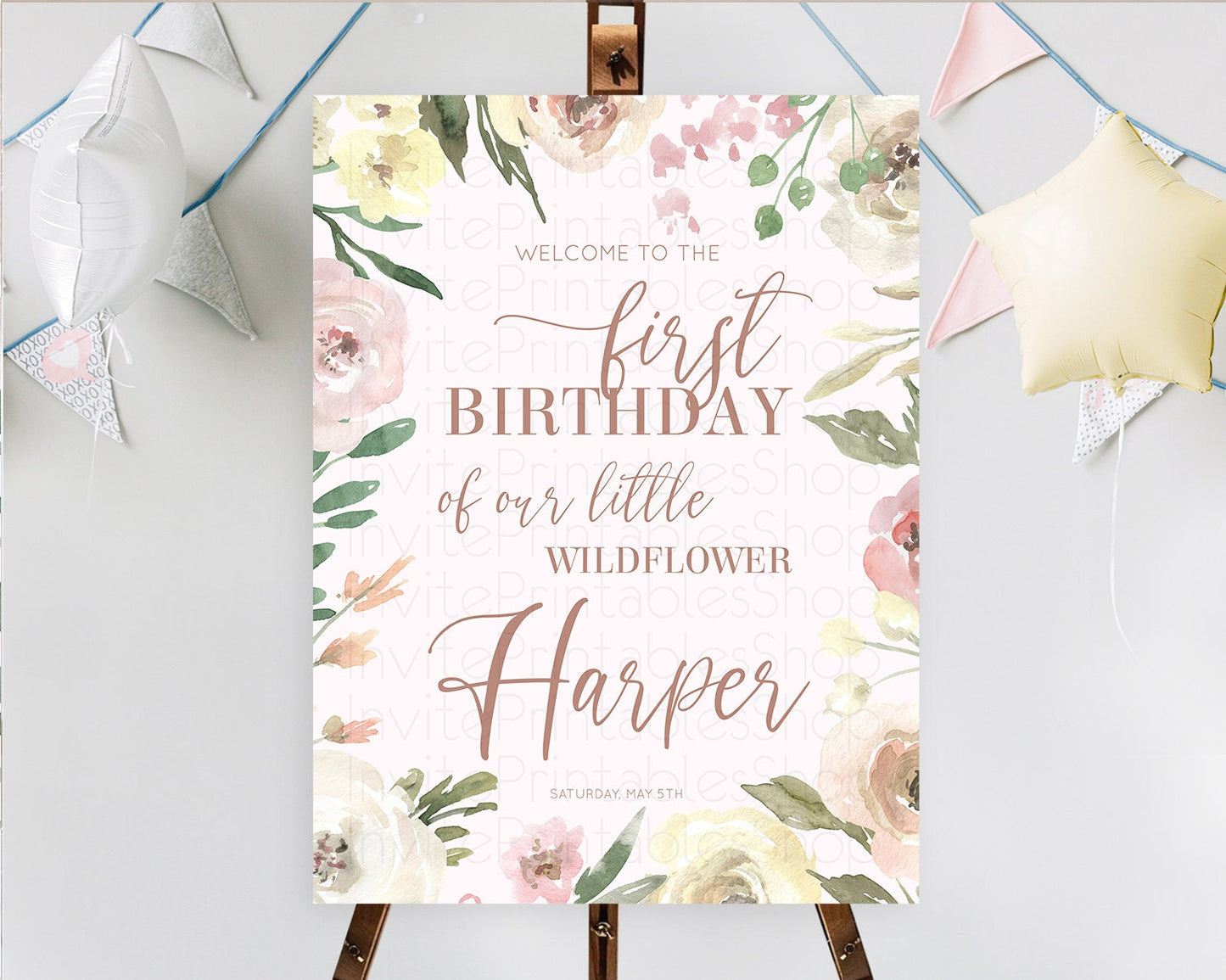 Secret Garden Welcome Sign Wildflower Welcome Board Pastel Flower Garden Welcome Poster Boho Wildflower First Birthday Welcome Sign D10192