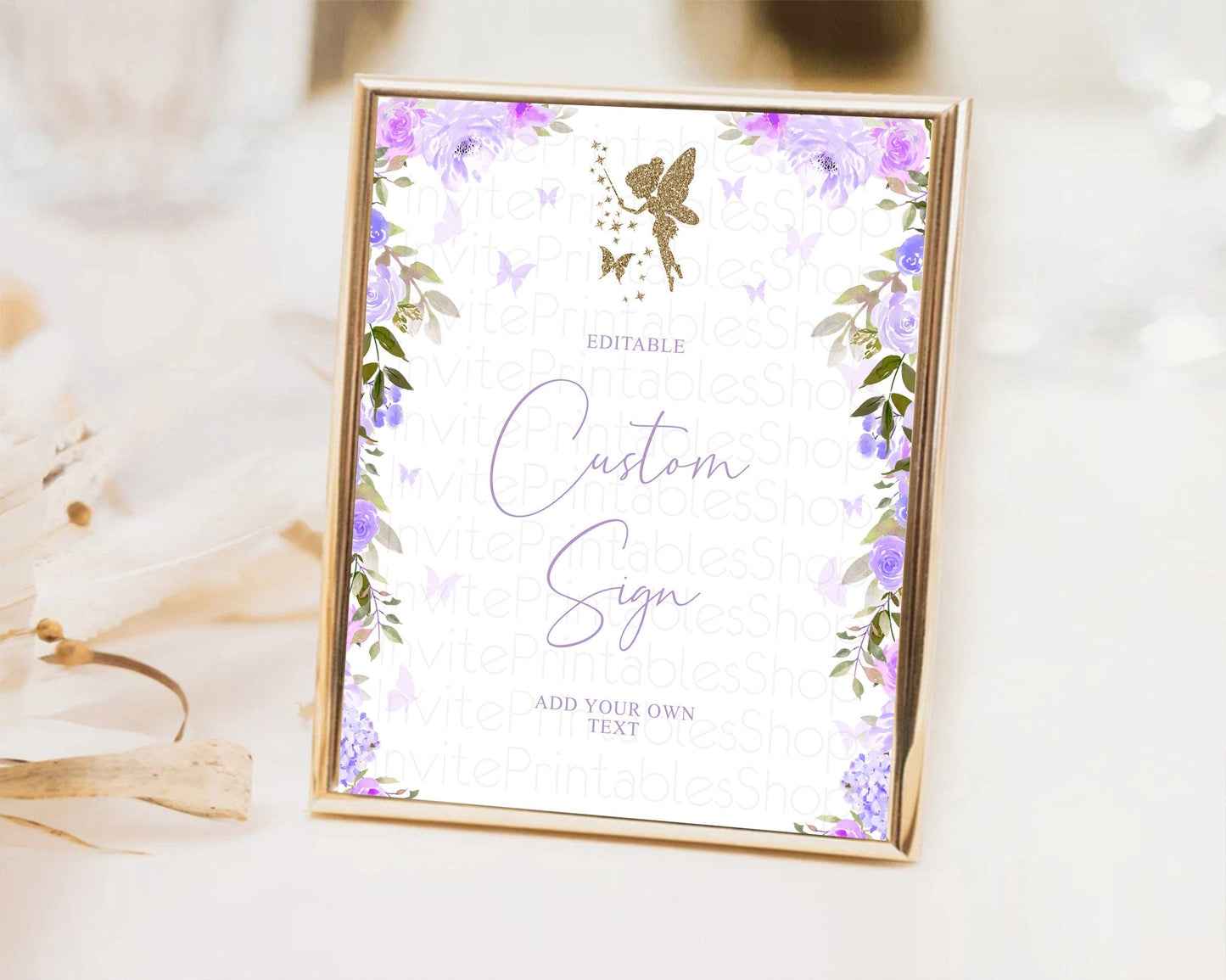 Fairy Sign Enchanted Garden Table Sign Decor Pastel Floral Butterfly Party Secret Garden Birthday Baptism Baby Shower Bridal Shower D10910
