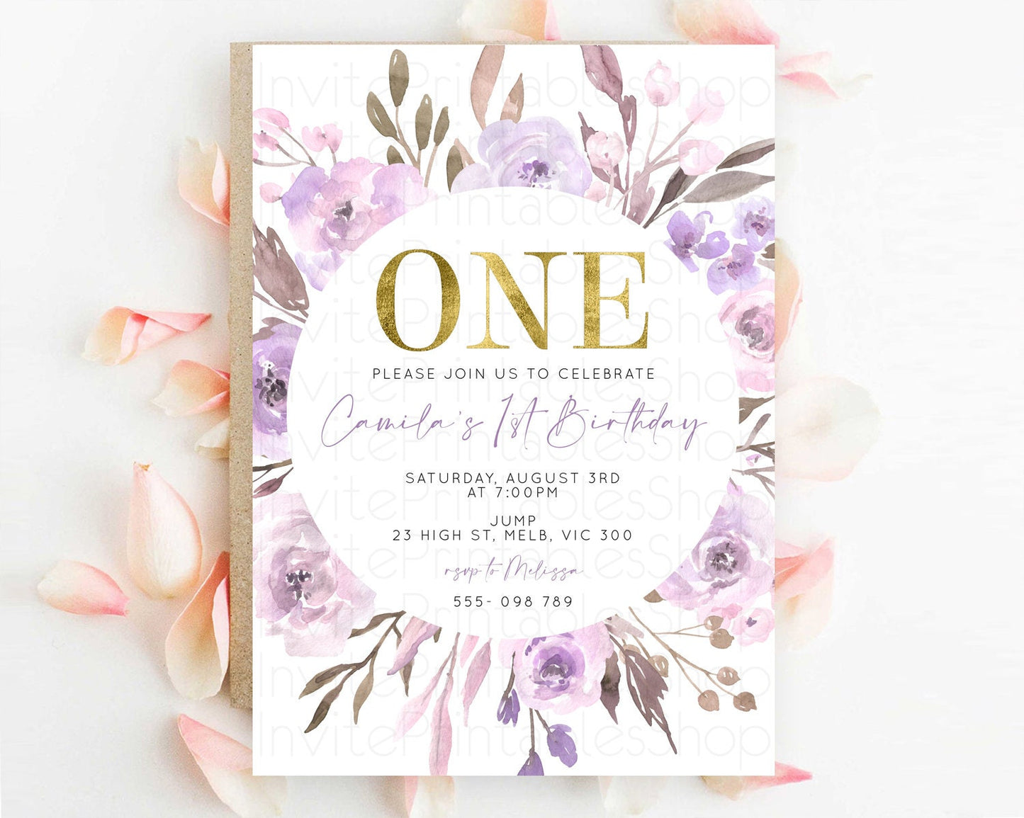 Secret Garden Invitation Wildflower Birthday Invitation Pastel Flowers Invite Enchanted Garden Boho Floral 3rd 2nd First Birthday D10201