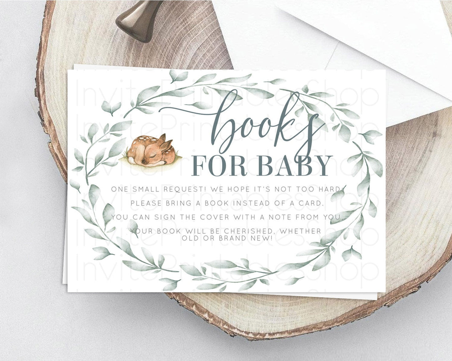 Fawn Books For Baby Card Deer Book Insert Floral Deer Book Card Enchanted Forest Butterfly Pastel Baby Shower Book Poem Request D10935