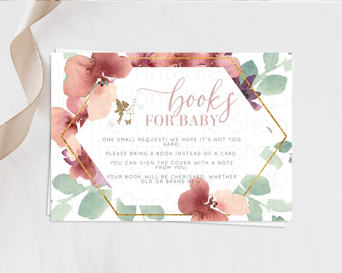 Fairy Books For Baby Card Fairy Book Insert Enchanted Garden Fairy Book Card Pastel Floral Butterfly Cards Secret Garden Book Poem D10460