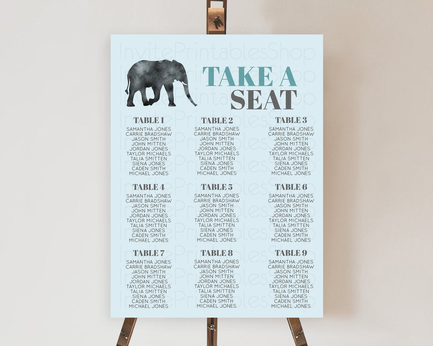 Elephant Seating Chart Elephant Seating Sign Elephant Party Safari Adventure Elephant Take A Seat Elephant Decor Zoo Fern Palm Leaf D10802