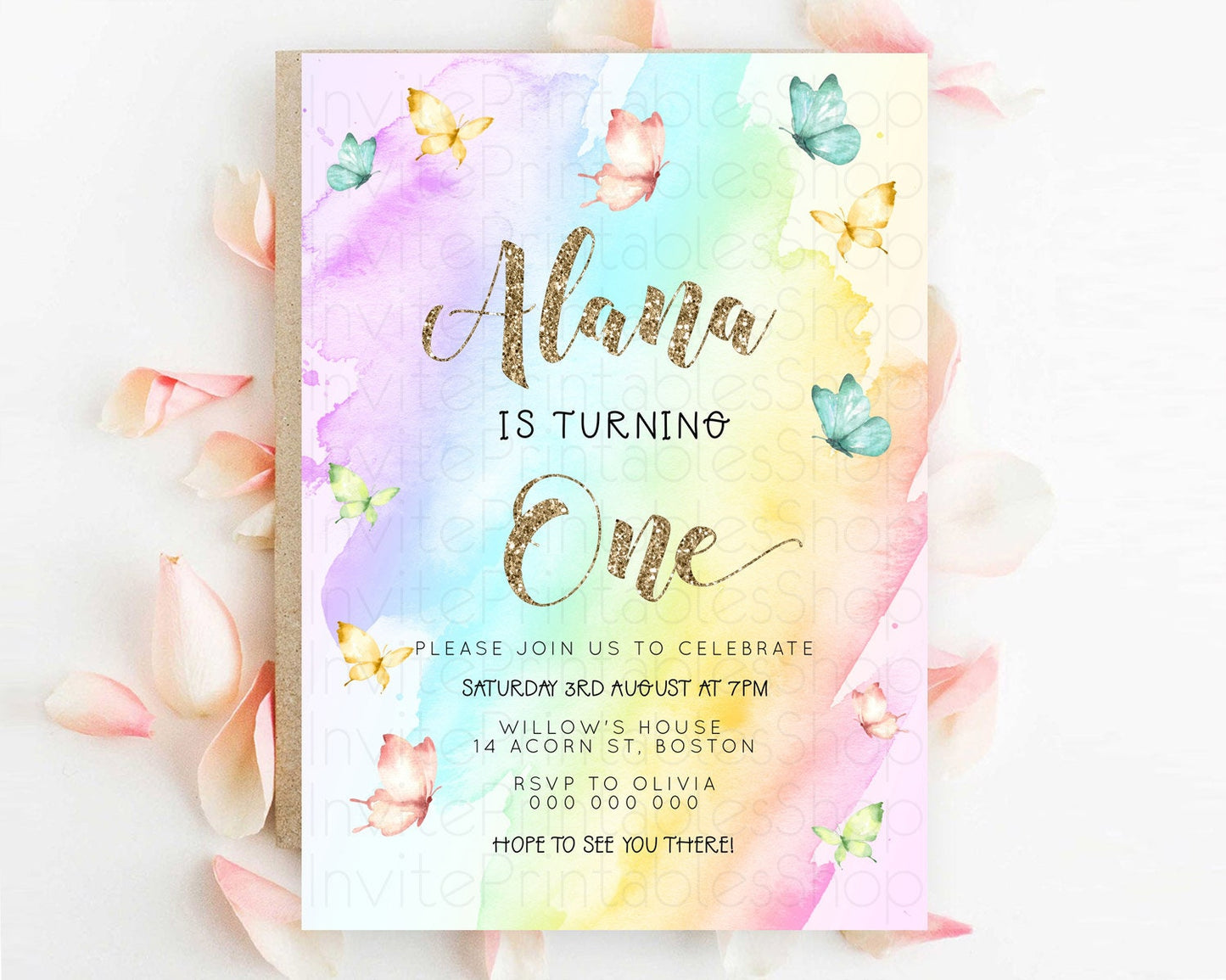 Editable Pastel Butterfly Birthday Invitation Butterfly Birthday Invitation