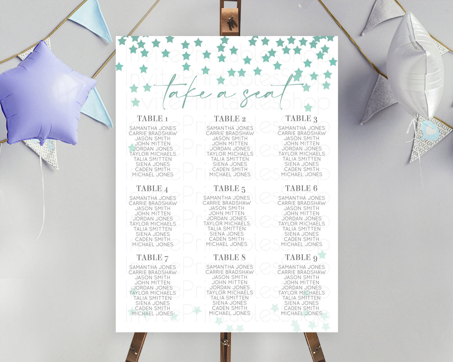 Star Seating Chart Pastel Stars Seating Chart Shooting Star Sprinkle Stars Rainbow Colorful Confetti Twinkle Little Star Decor D10310