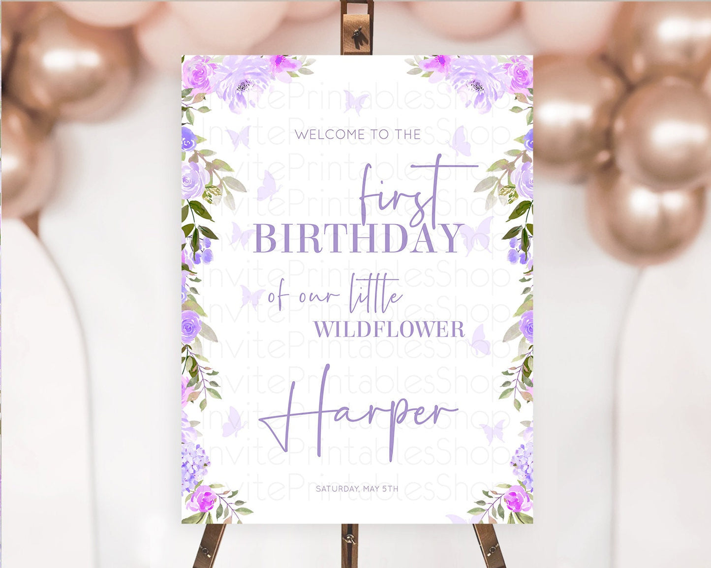 Secret Garden Welcome Sign Wildflower Welcome Board Pastel Flower Garden Welcome Poster Boho Wildflower First Birthday Welcome Sign D10719