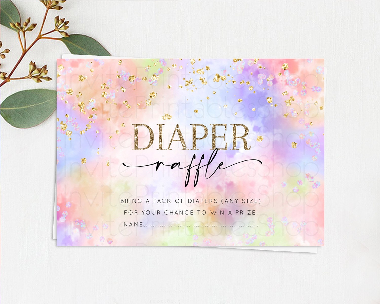 Editable Pastel Diaper Raffle Card Pastel Rainbow Diaper Raffle Insert Color