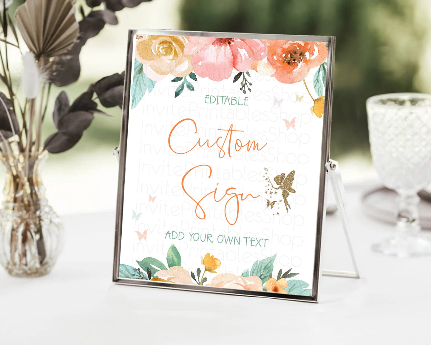 Fairy Sign Enchanted Garden Table Sign Décor Pastel Floral Butterfly Party Secret Garden Birthday Baptism Baby Shower Bridal Shower D10346