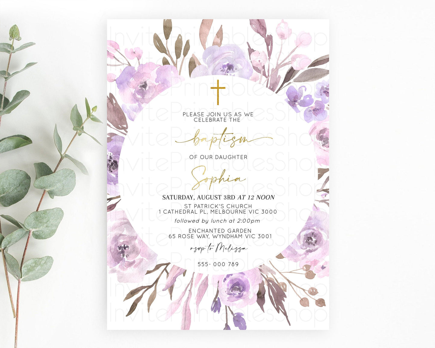 Secret Garden Baptism Invitation Wildflower Baptism Birthday Invite Pastel Flowers Christening Invite Enchanted Garden Boho Floral  D10201