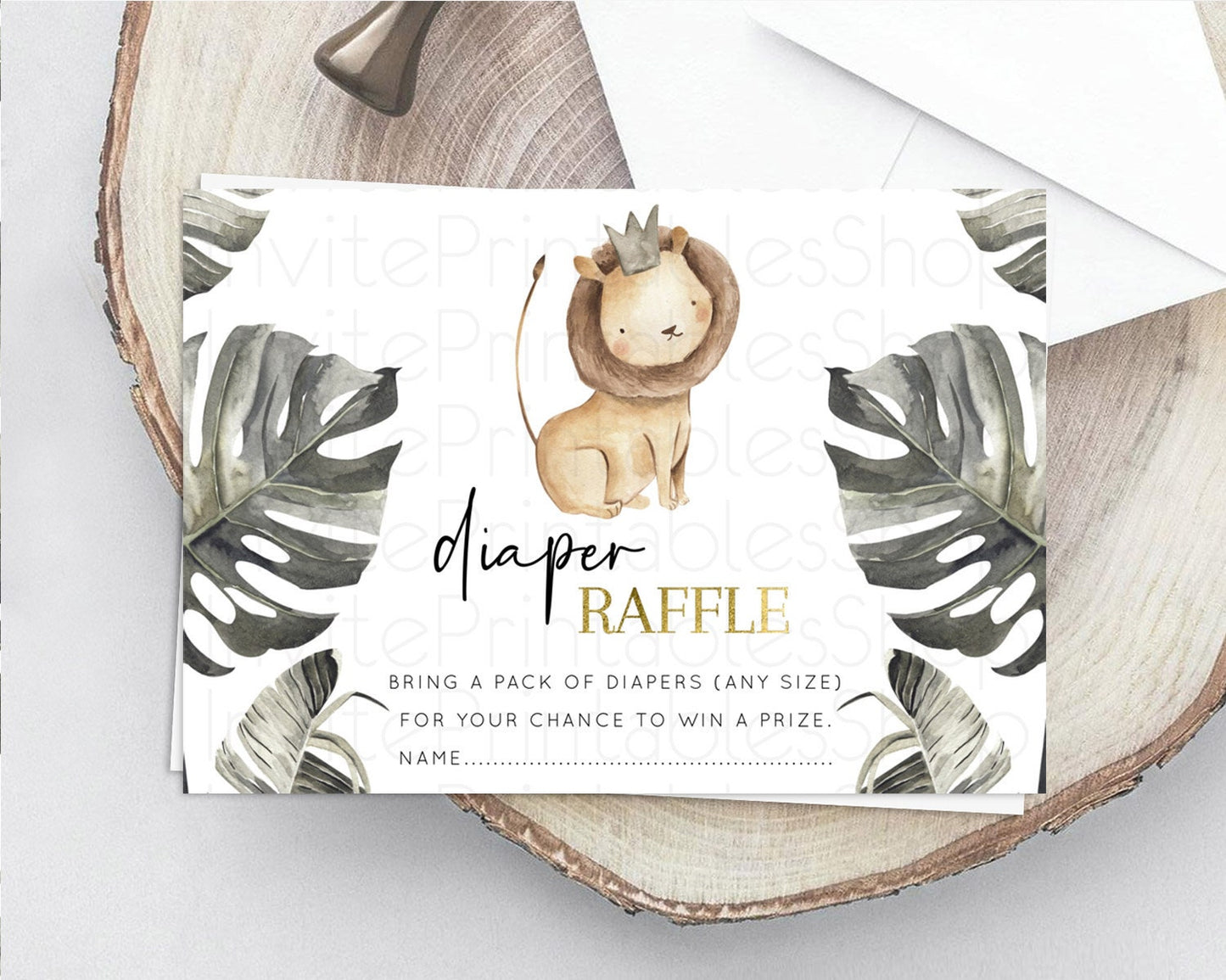 Lion Diaper Raffle Card Lion Diaper Raffle Insert Safari Lion Diaper Ticket Dried Palm Fern Safari Adventure Baby Shower Raffle Game D10599