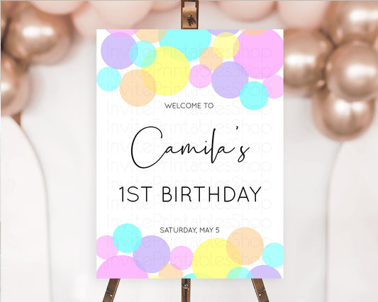 Editable Rainbow Welcome Sign Pastel Welcome Board Pastel Rainbow Confetti W