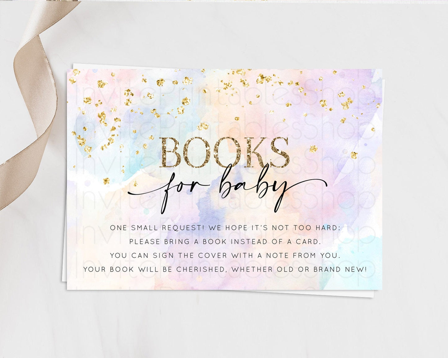 Pastel Books For Baby Card Pastel Rainbow Book Insert Colorful Ombre Watercolor Book Card Confetti Glitter Baby Book Poem Request D10605