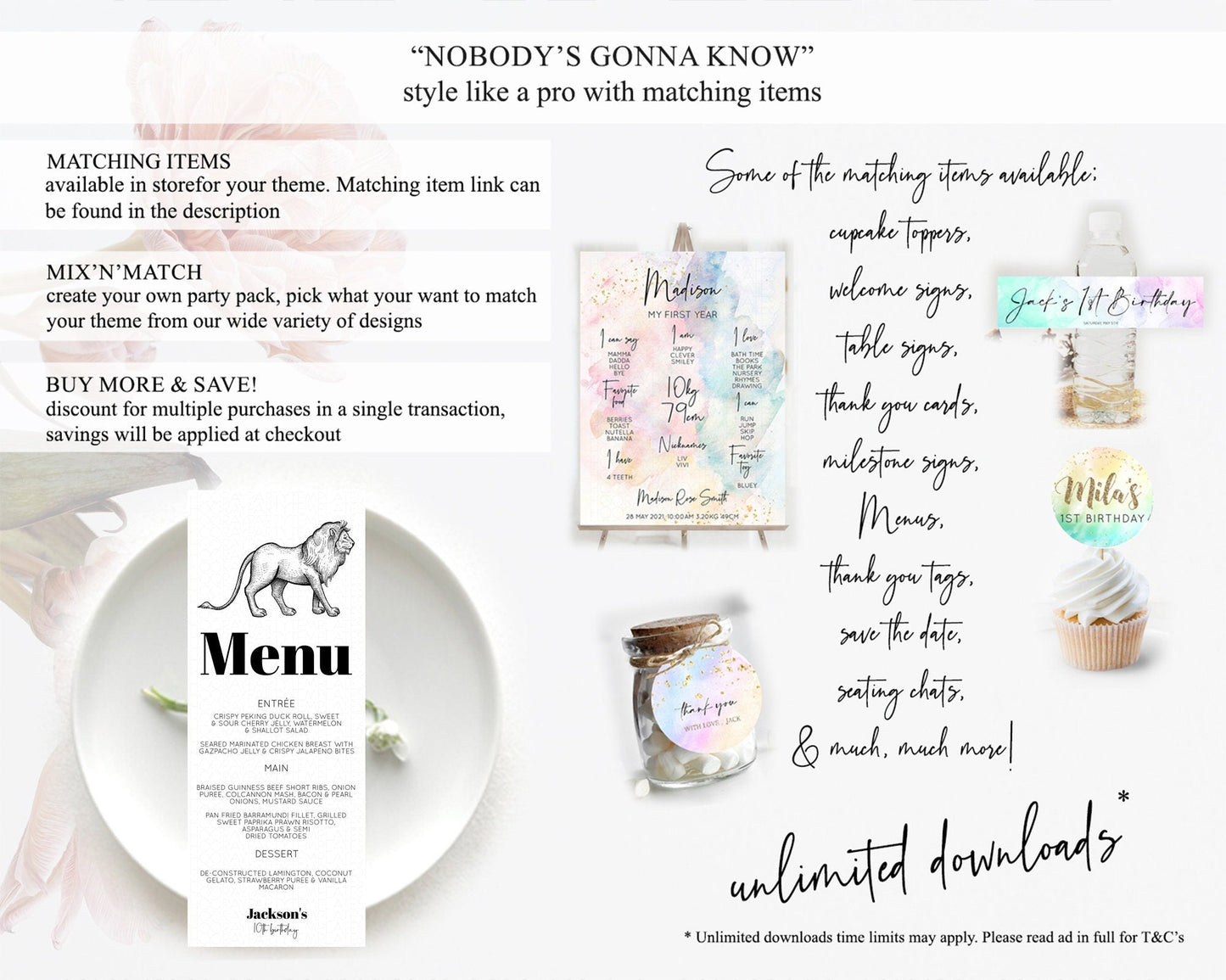 Lion Menu Lion Menu Template Lion Party Table Decor Safari Adventure Lion Menu Dried Palm Fern Lion Dinner Dessert Party Food Menu D10246