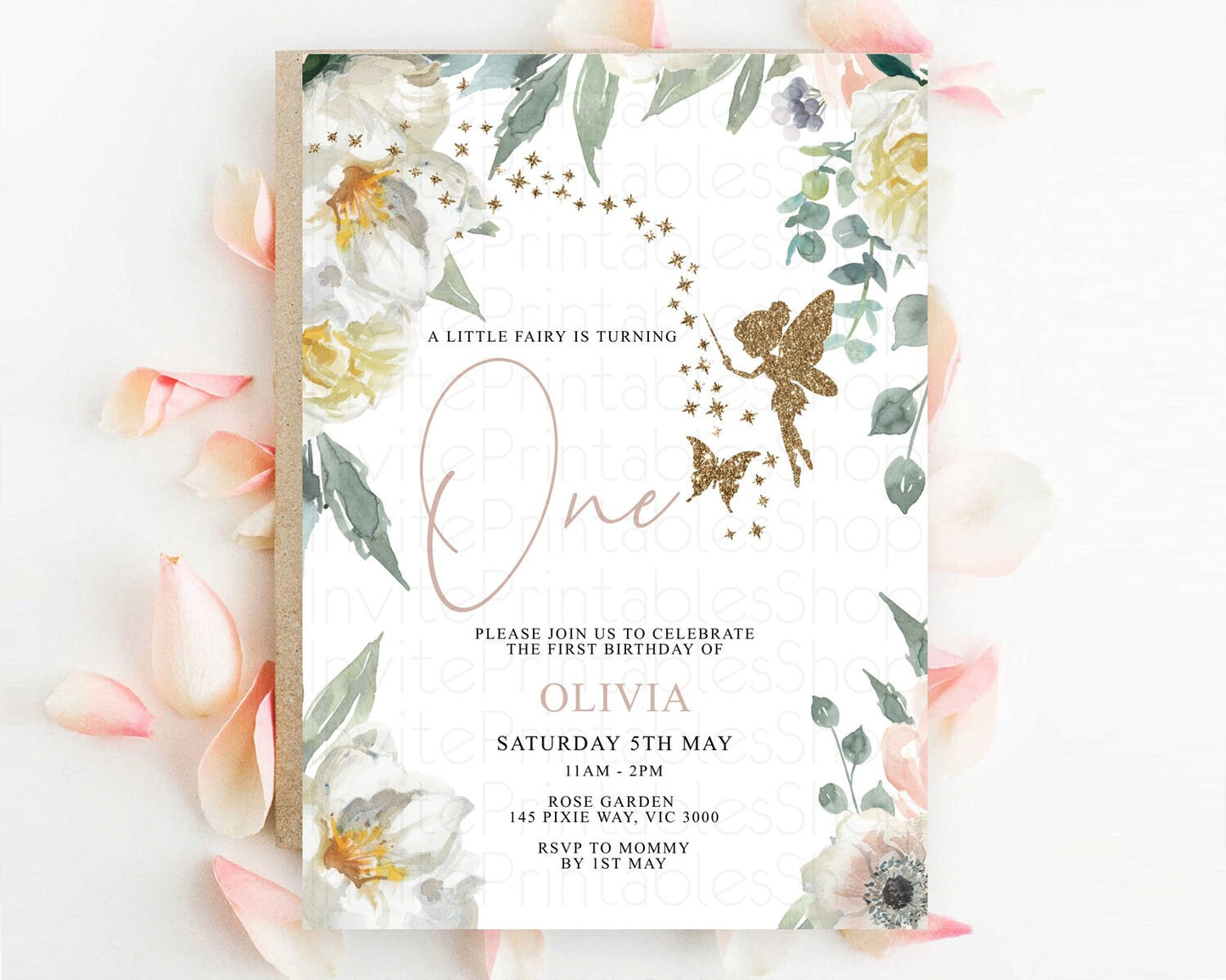 Fairy Birthday Invitation Fairy Invites Fairy Tea Party Fairy Garden Birthday Secret Garden Enchanted Garden Pastel Floral Butterfly D10800