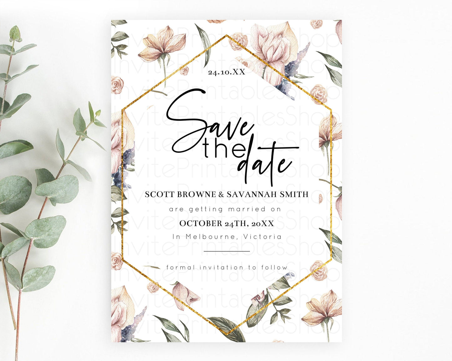 Wildflower Save The Date Template Secret Garden Save The Date Pastel Floral Garden Party Boho Flowers Birthday Baby Shower Wedding D10504