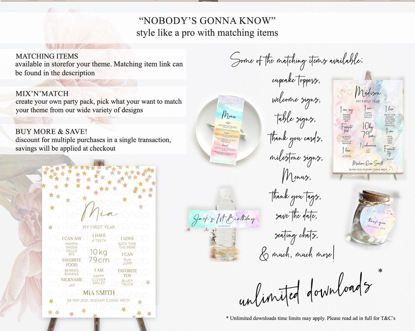 Star First Birthday Milestone Poster Pastel Stars Milestone Shooting Star Rainbow Colorful Confetti Twinkle Little Star 1st Birthday D10342