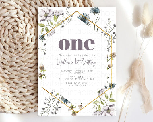 Secret Garden Invitation Wildflower Birthday Invitation Pastel Flowers Invite Enchanted Garden Boho Floral 3rd 2nd First Birthday D11002