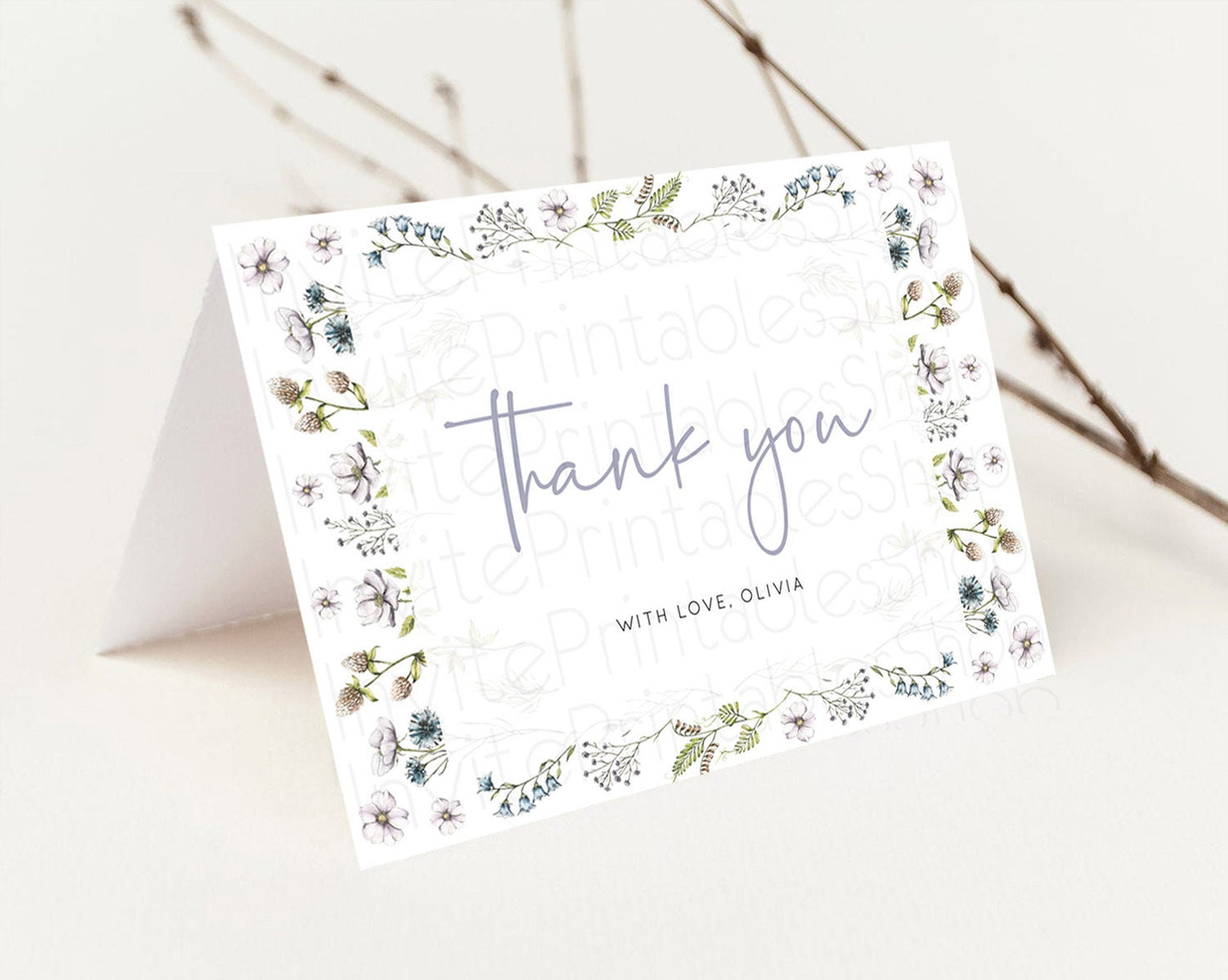 Secret Garden Thank You Wildflower Thank You Card Pastel Flower Garden Birthday Thank You Card Boho Floral Teacher Thank You Card D10603