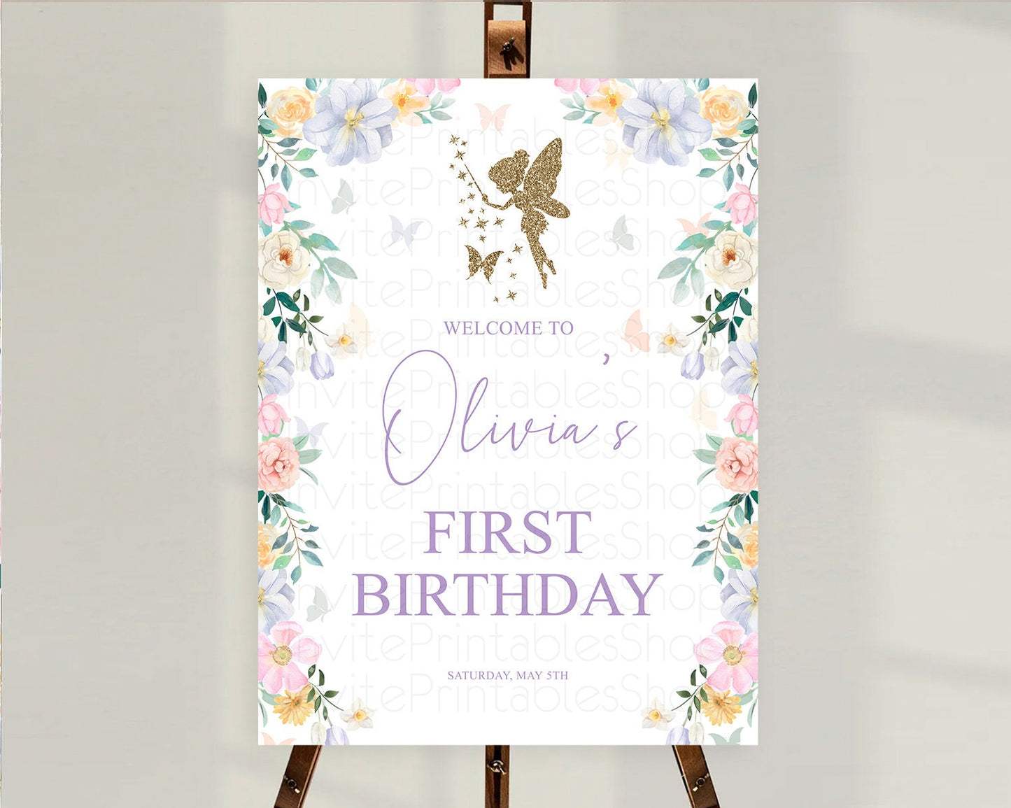 Fairy Welcome Sign Fairy Welcome Board Enchanted Garden Pastel Floral Butterfly Decor Secret Garden First Birthday Welcome Sign D10474