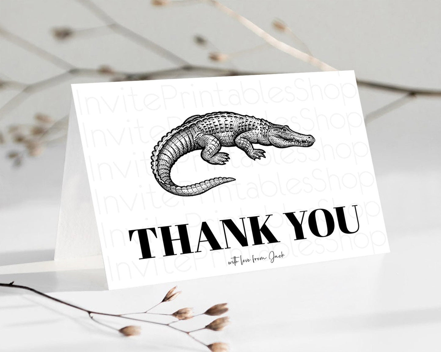 Croc Thank You Gator Thank You Card Croc Gator Party Crocodile Birthday Thank You Card Alligator Cards Teacher Thank You Cards D10286