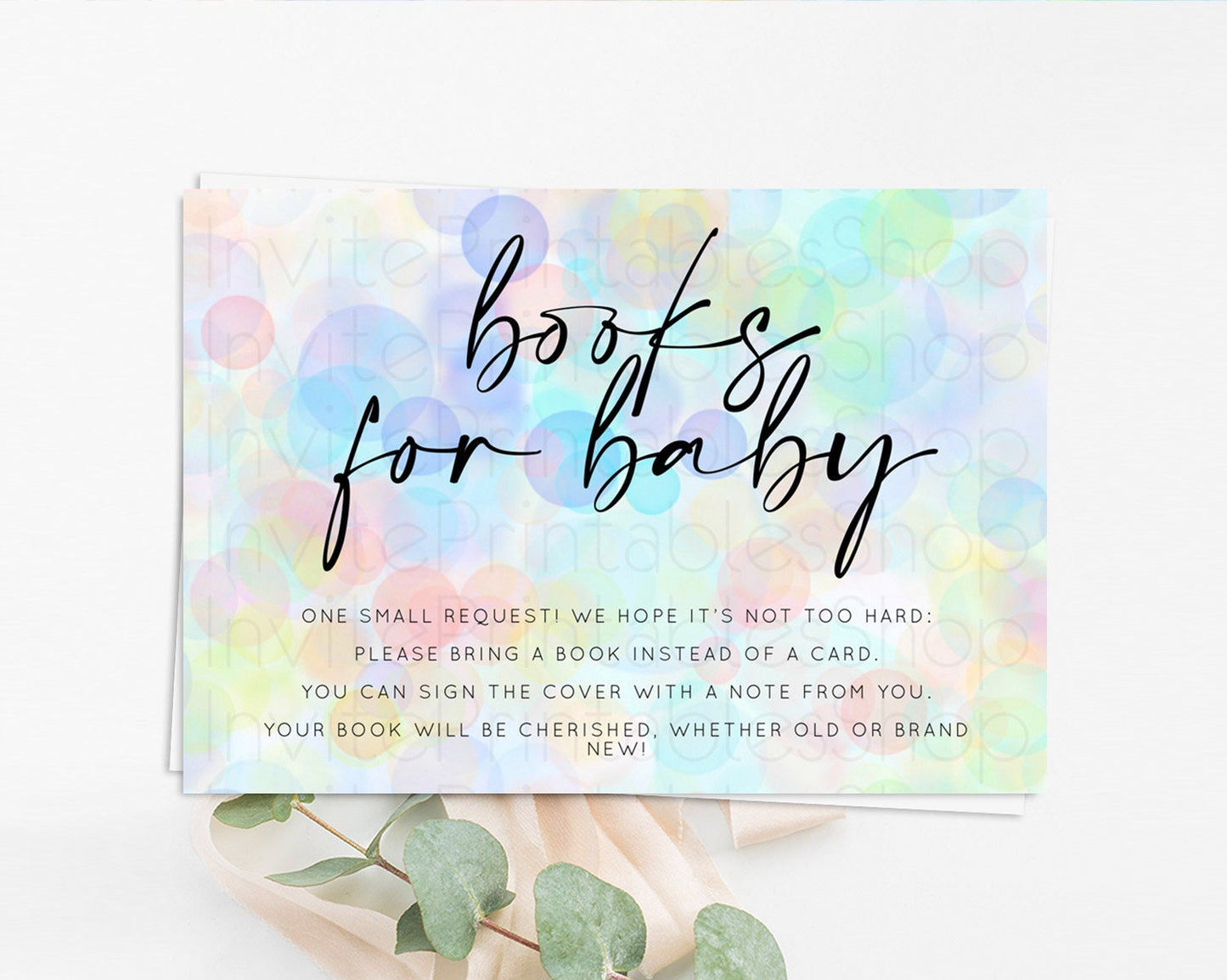 Pastel Books For Baby Card Bubble Bath Baby Shower Books Insert Rainbow Book Card Pastel Bubbles Colorful Confetti Book Poem Request D10446