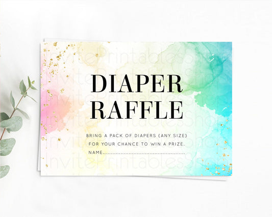 Editable Pastel Diaper Raffle Card Pastel Rainbow Diaper Raffle Insert Color