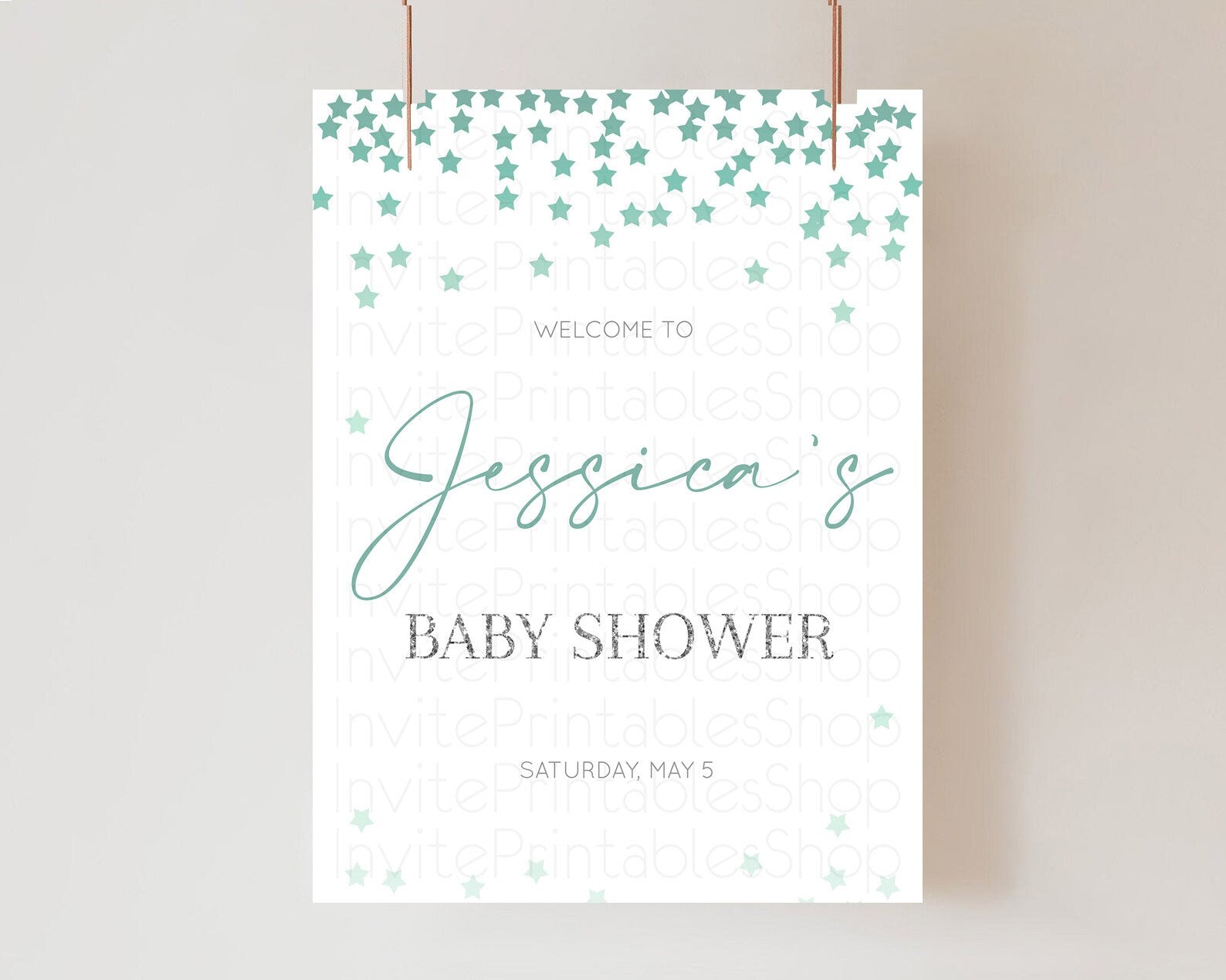 Editable Star Baby Shower Welcome Board Pastel Stars Welcome Sign Shooting S