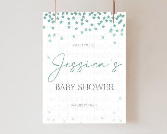 Editable Star Baby Shower Welcome Board Pastel Stars Welcome Sign Shooting S