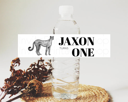 Cheetah Water Label Template Cheetah Party Decor Water Label Safari Adventure Cheetah Minimal Theme 1st Birthday Baptism Baby Shower D10290