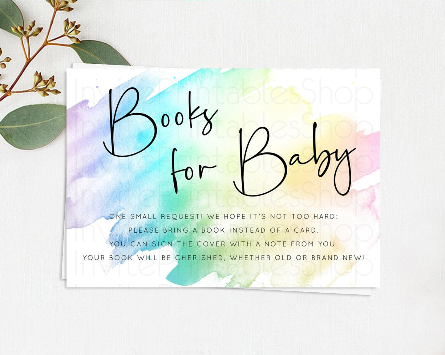 Pastel Books For Baby Card Pastel Rainbow Book Insert Colorful Ombre Watercolor Book Card Confetti Glitter Baby Book Poem Request D10279