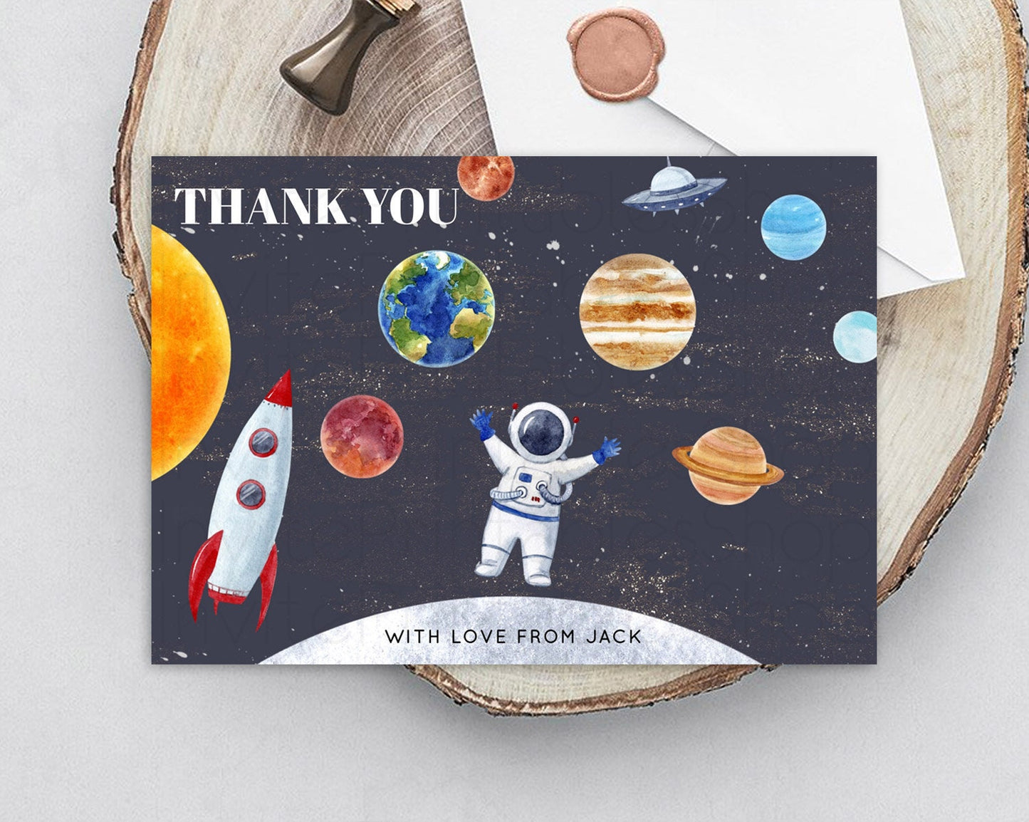 Space Thank You Space Thank You Card First Trip Around the Sun Thank You Card Planets Solar System First Birthday Thank You Cards D10430