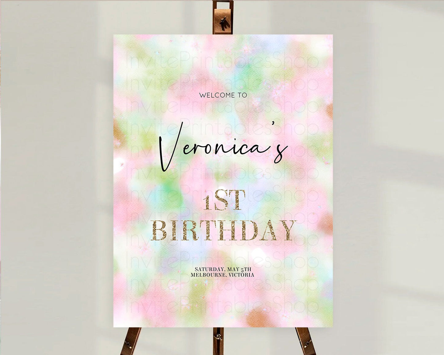 Pastel Welcome Sign Pastel Rainbow Welcome Sign Colorful Rainbow Confetti Watercolor Glitter Pastel First Birthday Welcome Sign D10698