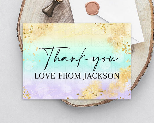 Pastel Thank You Rainbow Thank You Card Colorful Pastel Birthday Thank You Card Confetti Watercolor Pastel Teacher Thank You Cards D10672