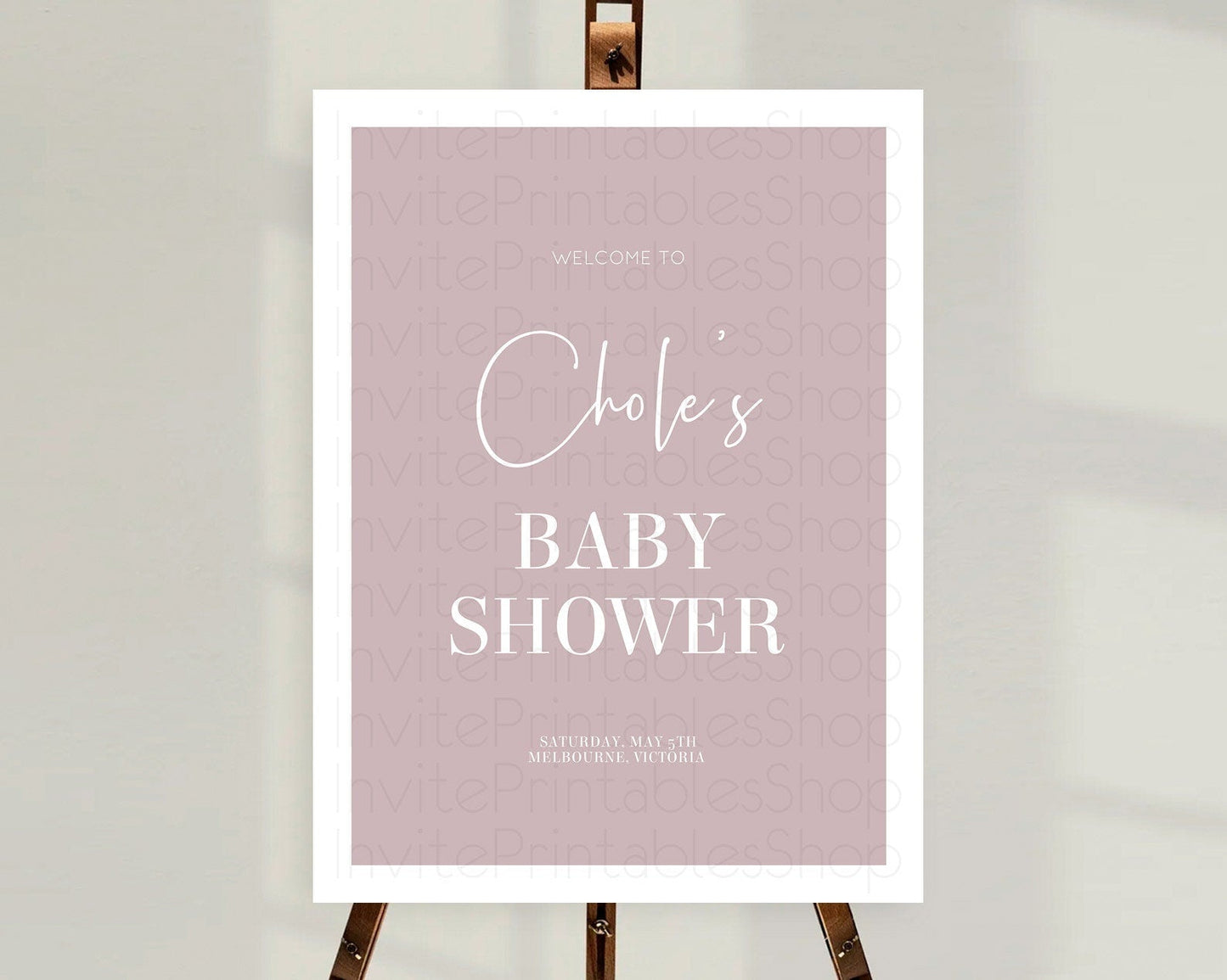 Pink Baby Shower Welcome Sign Plain Pink Welcome Board Minimalist Pastel Pink Welcome Poster Modern Pink Minimal Welcome Sign D10936
