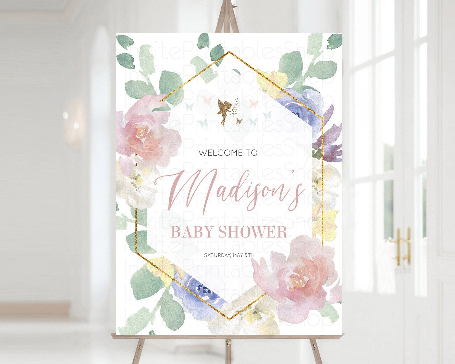 Editable Fairy Baby Shower Welcome Sign Fairy Welcome Board Enchanted Garden