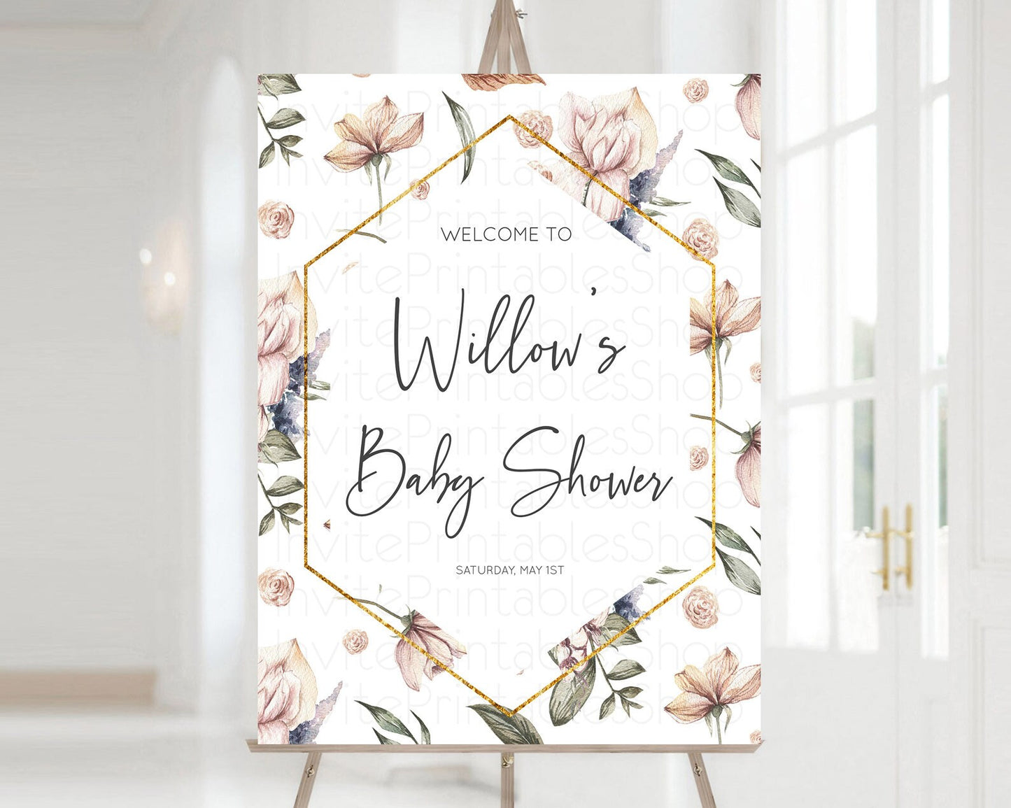 Secret Garden Baby Shower Welcome Sign Wildflower Welcome Board Pastel Flower Garden Welcome Poster Boho Wildflower Welcome Sign D10504