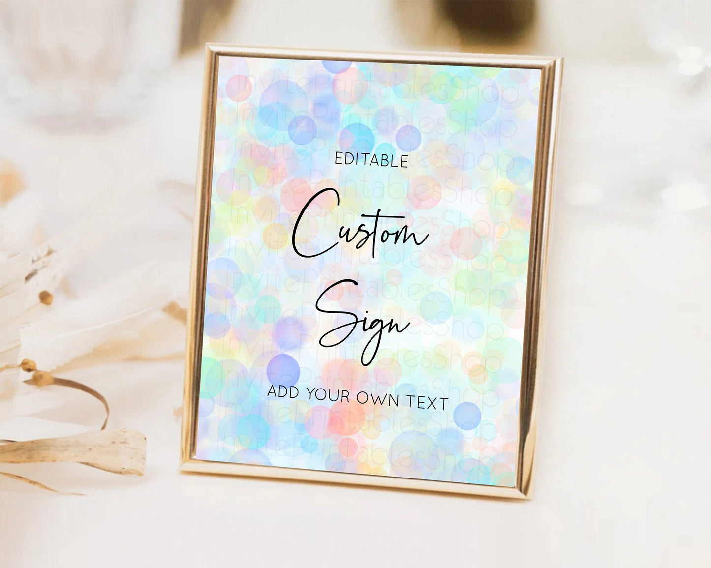 Pastel Bubbles Sign Colorful Confetti Table Sign Decor Bubble Bath Party Rainbow Sprinkles 1st Birthday Baby Shower Baptism Wedding D10444
