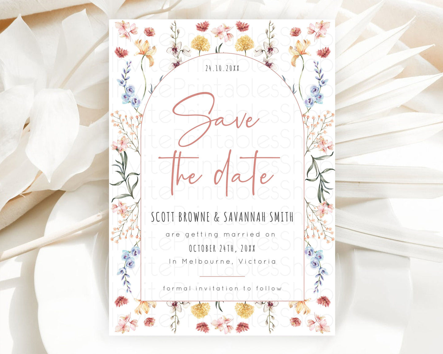 Wildflower Save The Date Template Secret Garden Save The Date Pastel Floral Garden Party Boho Flowers Birthday Baby Shower Wedding D10682