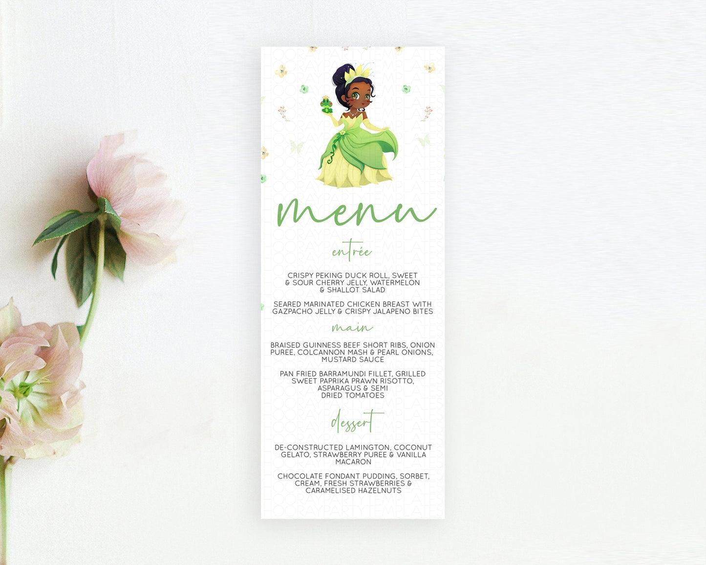 Princess Menu Castle Menu Template Secret Garden Table Decor Enchanted Castle Pastel Floral Dinner Dessert Menu Princess Food Menu D10348