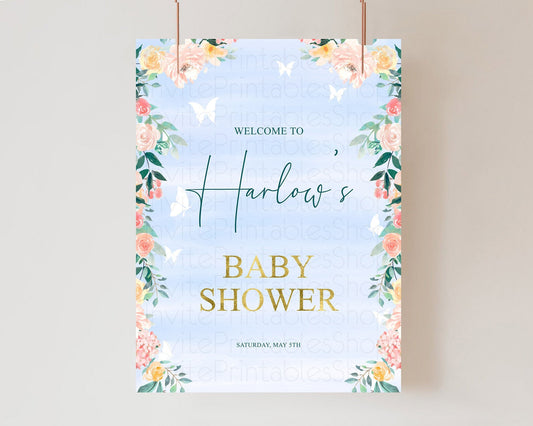 Secret Garden Baby Shower Welcome Sign Wildflower Welcome Board Pastel Flower Garden Welcome Poster Boho Wildflower Welcome Sign D10337