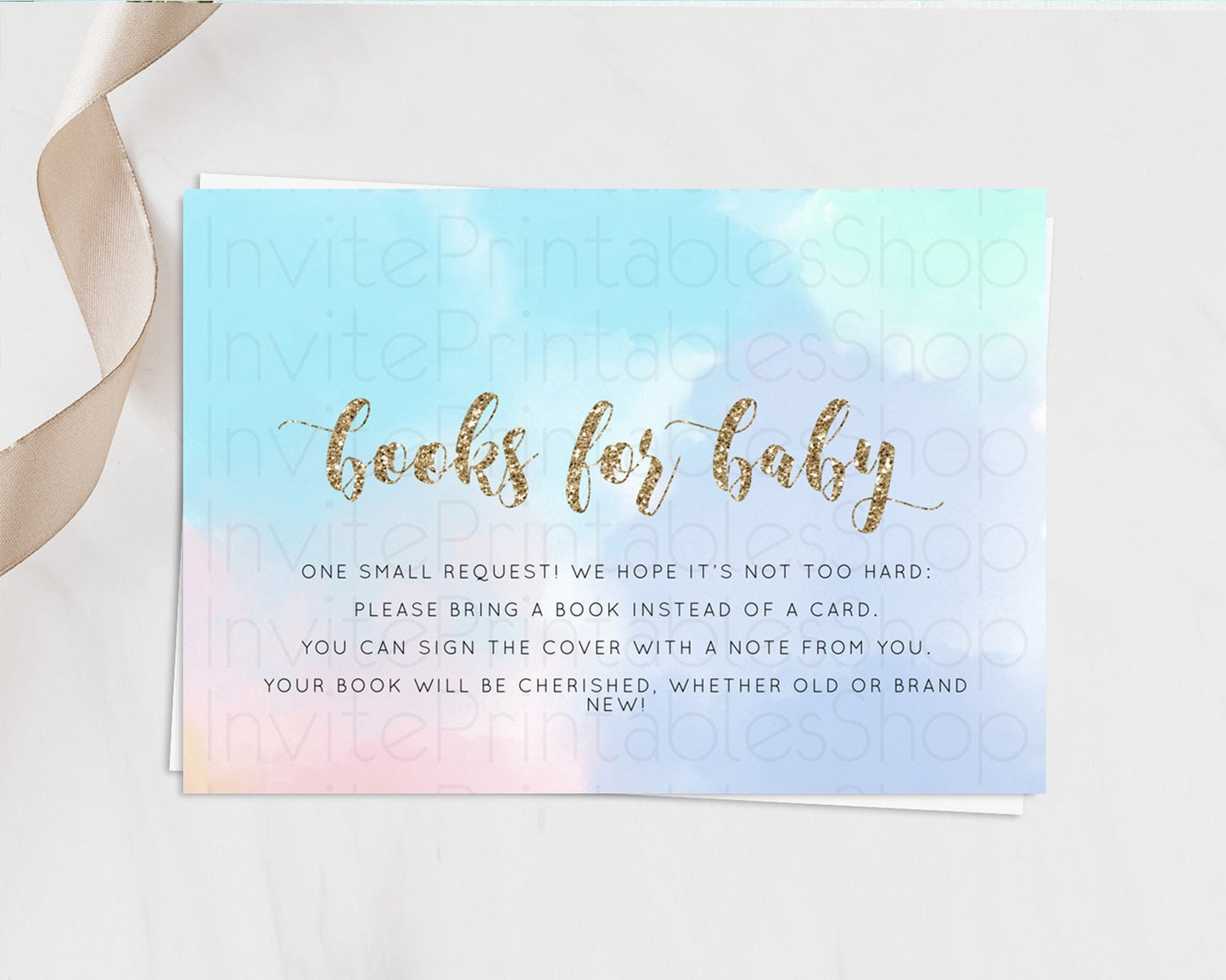 Pastel Books For Baby Card Pastel Rainbow Book Insert Colorful Ombre Watercolor Book Card Confetti Glitter Baby Book Poem Request D10378