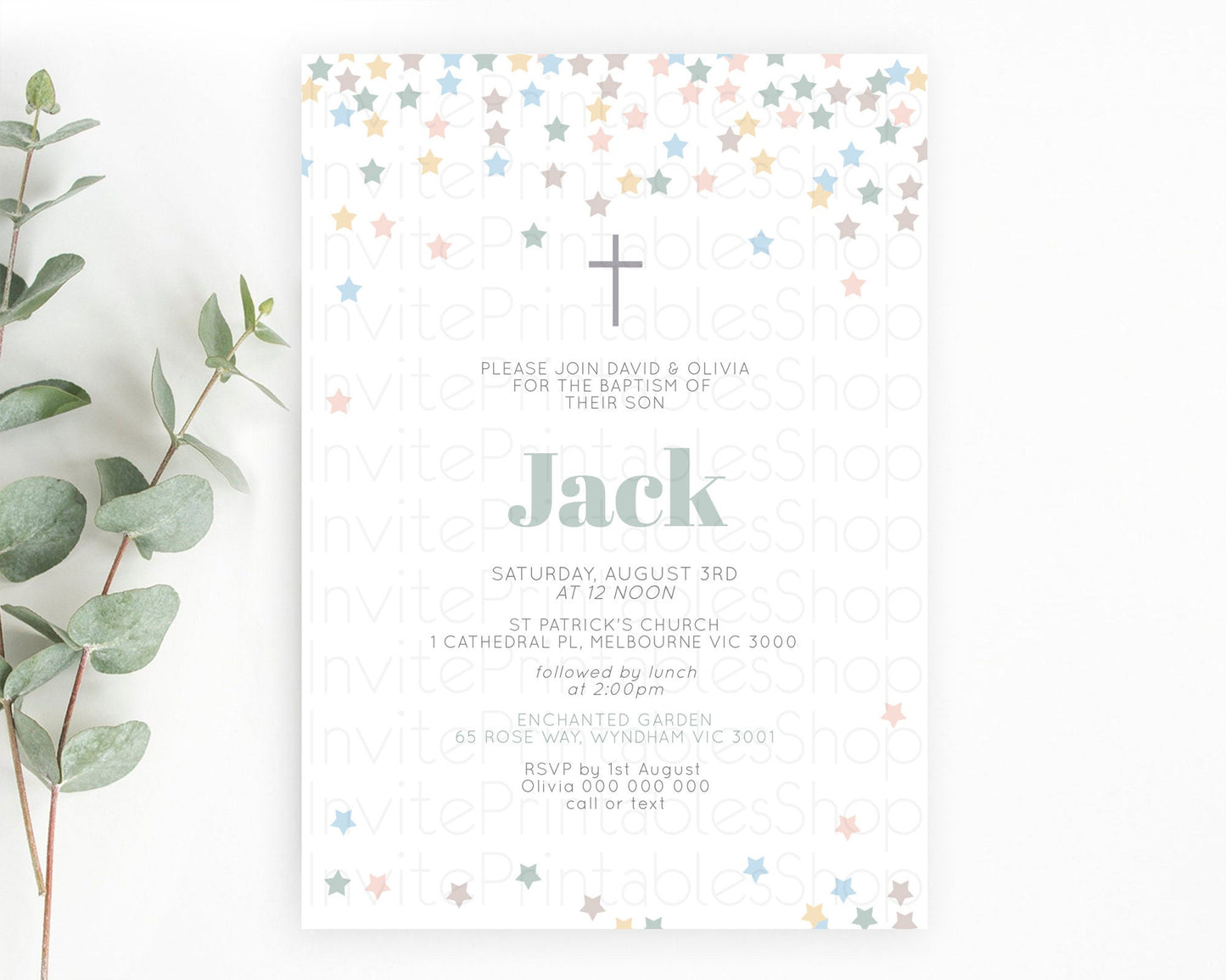 Star Baptism Invitation Pastel Stars Baptism 1st Birthday Invitation Rainbow Colors Confetti Twinkle Little Star Christening Invite D10795