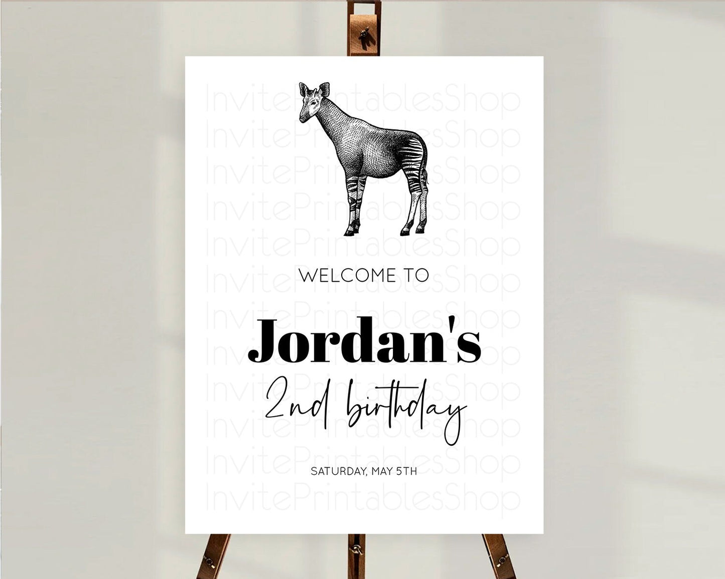 Okapi Welcome Sign Okapi Welcome Board Okapi Welcome Poster Dried Palm Fern Safari Party Decor Okapi First Birthday Welcome Sign D10283