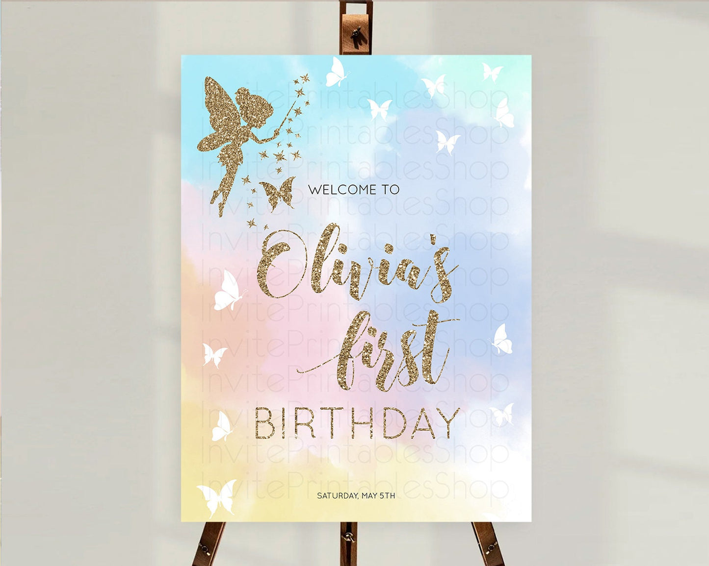 Fairy Welcome Sign Fairy Welcome Board Enchanted Garden Pastel Floral Butterfly Decor Secret Garden First Birthday Welcome Sign D10894