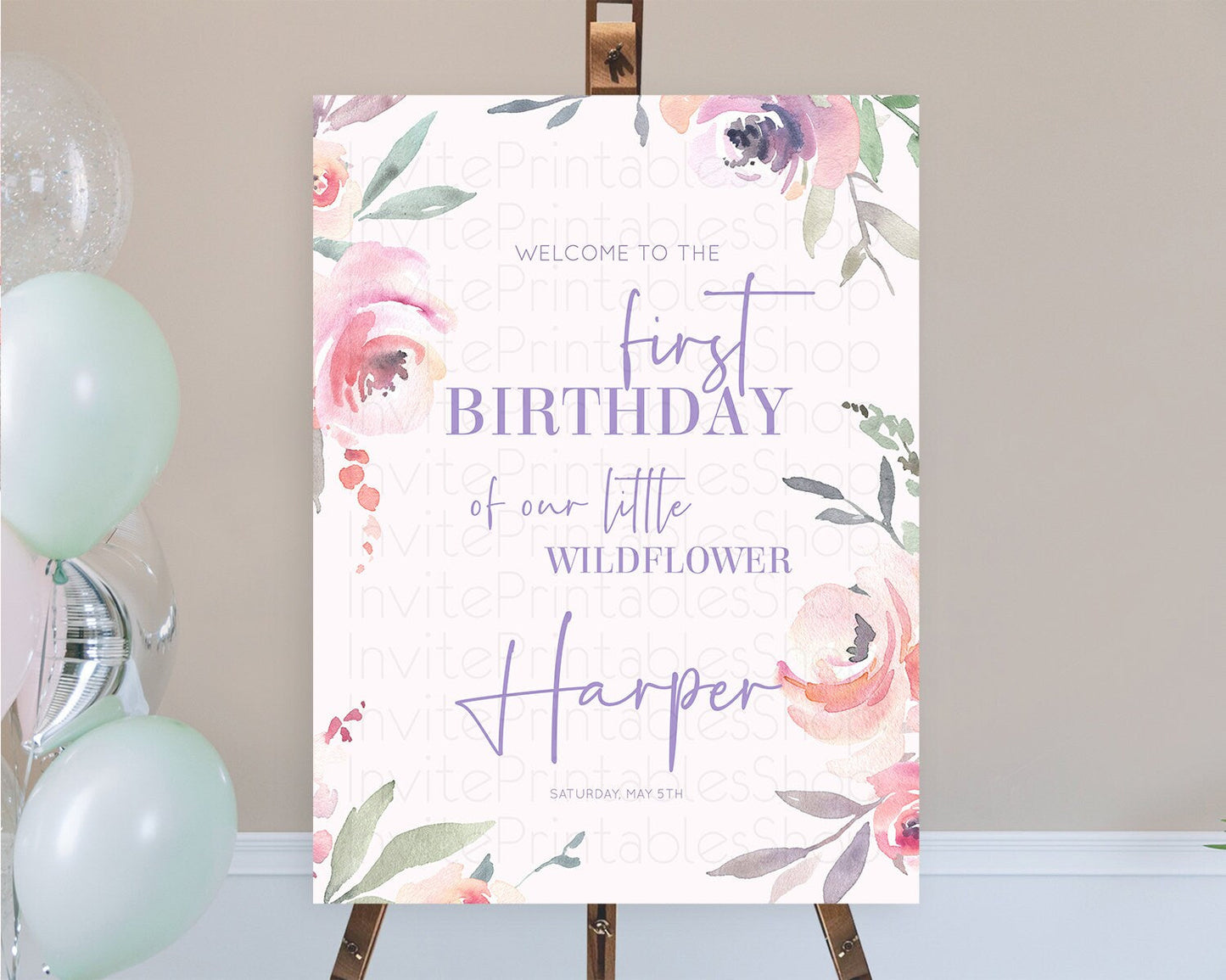 Secret Garden Welcome Sign Wildflower Welcome Board Pastel Flower Garden Welcome Poster Boho Wildflower First Birthday Welcome Sign D10198